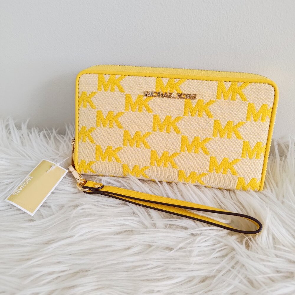 Michael Kors Jet Set Travel Logo Jacquard Zip Around Phone Wallet 35S4GTVE3J MK